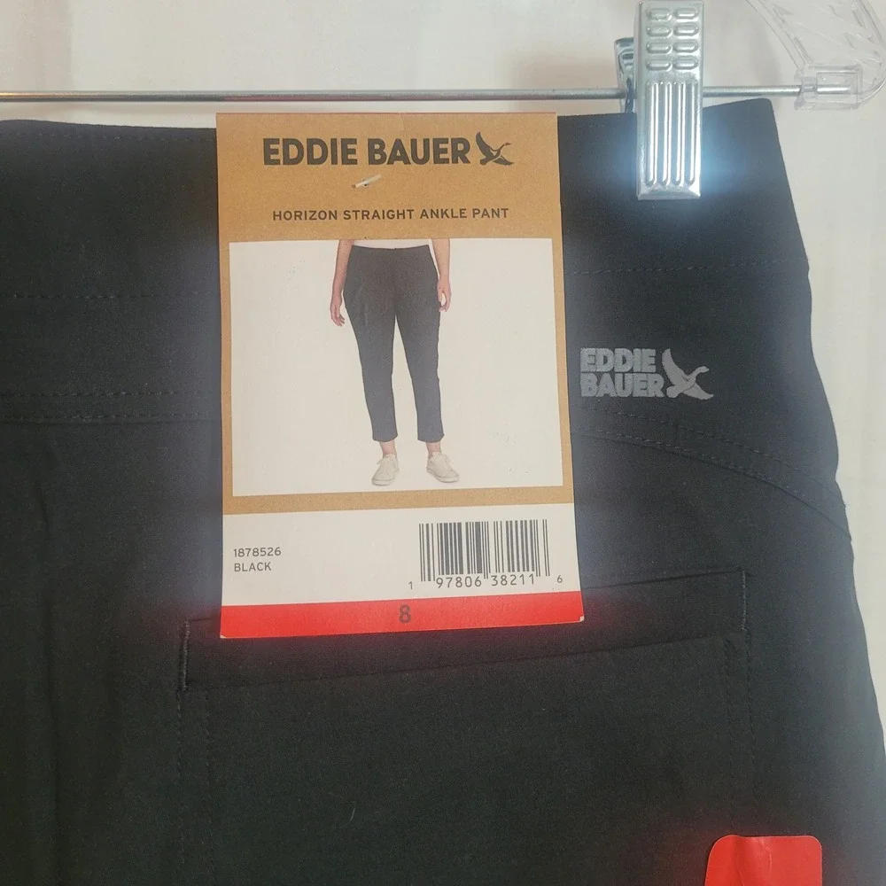 Eddie Bauer Horizon‎ Straight Ankle Pant Black Womens Size 8 Hiking Casual NEW